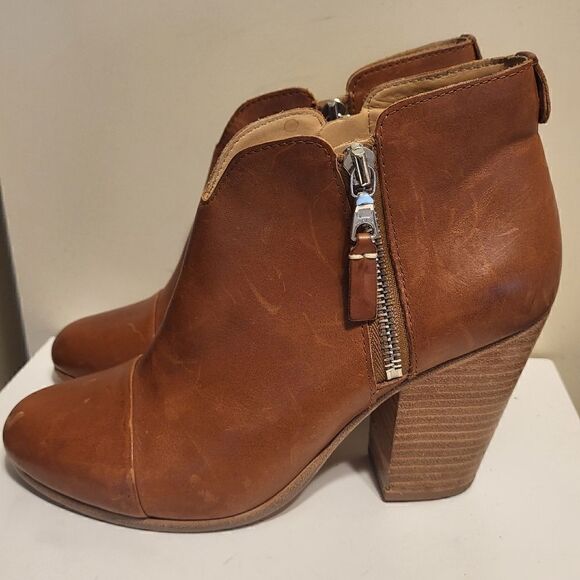 Rag & Bone "Margot" Tan 100% Leather Zip Sides Ankle Boots sz.7.5/37.5 Ret.$425 - Picture 2 of 10